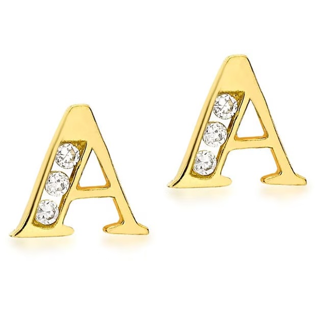Be You 9ct CZ Initial Stud Earrings