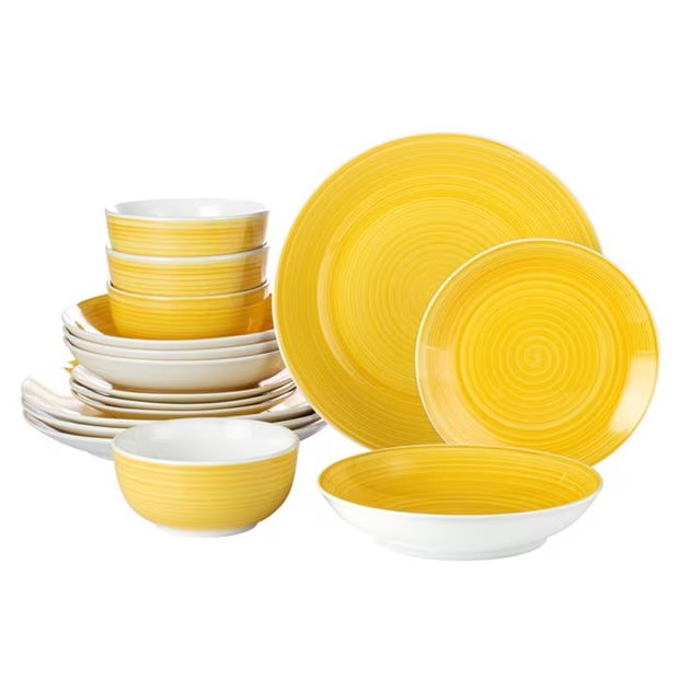 Waterside 16pc Yellow Spinwash Dinner Set