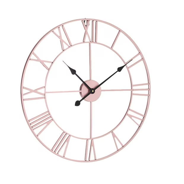 LIFE IDEAS 60cm Antique Rose Gold Roman Numeral Wall Clock
