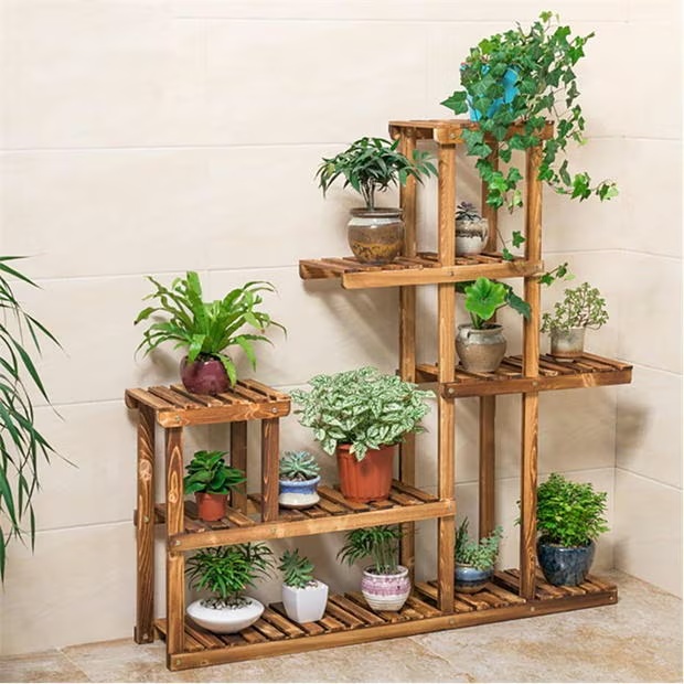 LIFE IDEAS 5-Tier Rustic Wooden Plant Stand