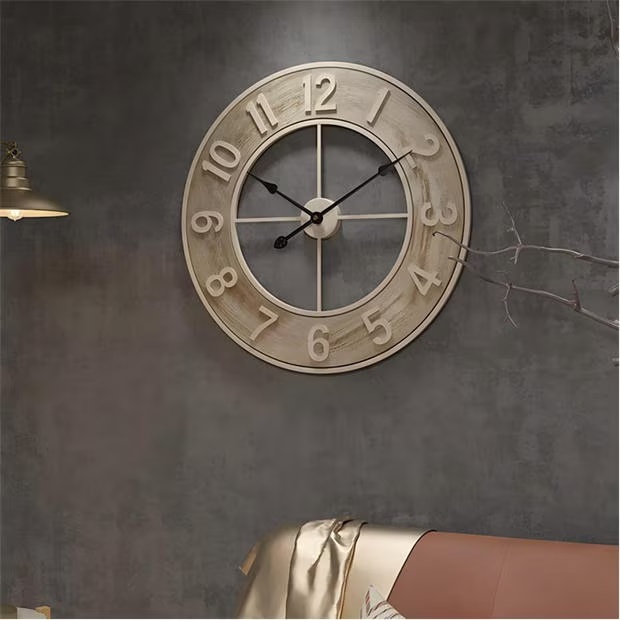 LIFE IDEAS 60cm Round Wood Grain Wall Clock