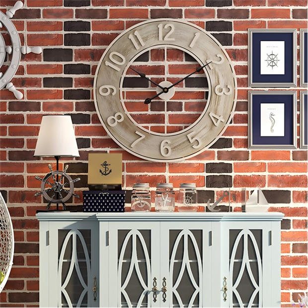 LIFE IDEAS 60cm Round Wood Grain Wall Clock