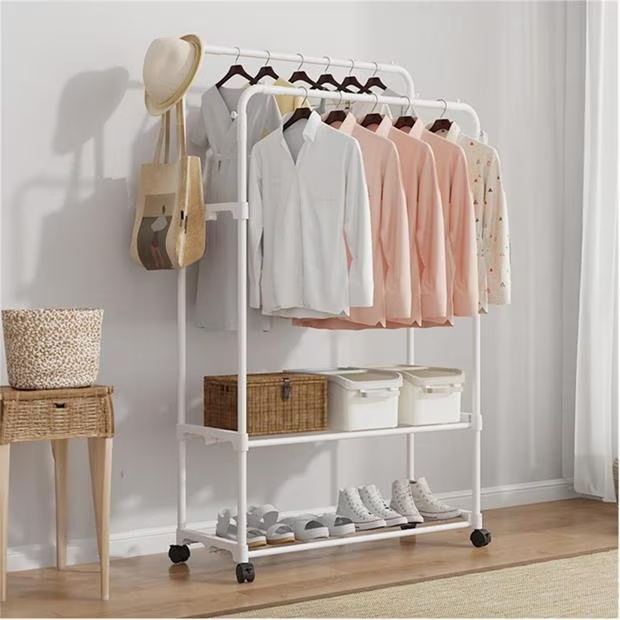 LIFE IDEAS White Modern Bedroom Clothes Rack