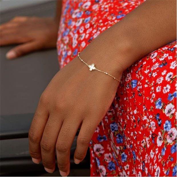 Be You 9ct Gold Mother of Pearl Clover Ball Bracelet