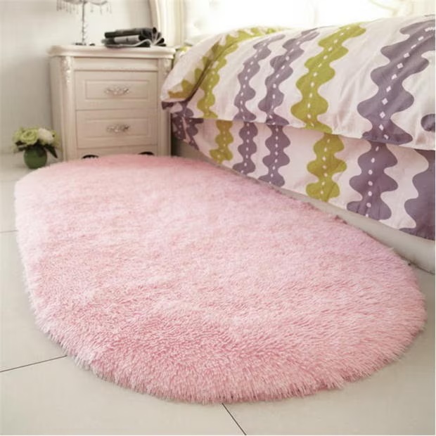 LIFE IDEAS Pink Oval Super Soft Shaggy Area Rug