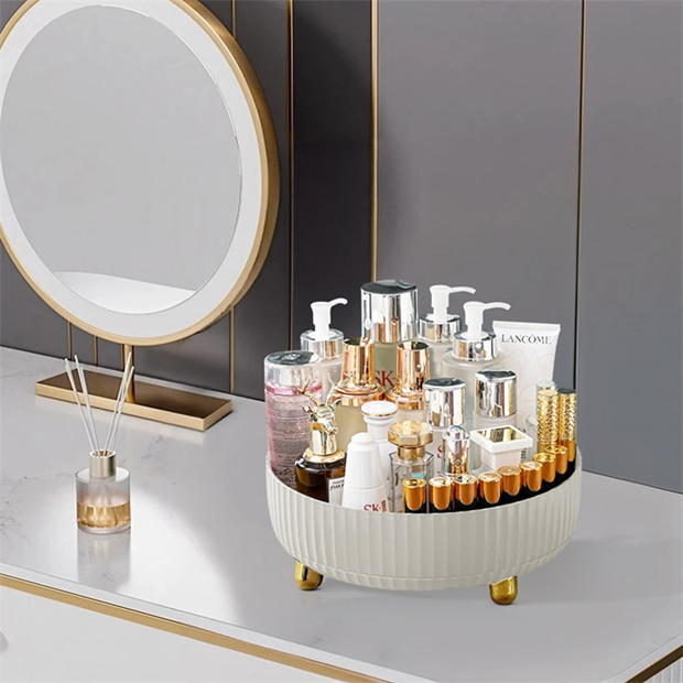 SHEONLY 28cm Rotating Round Storage Rack Tray White