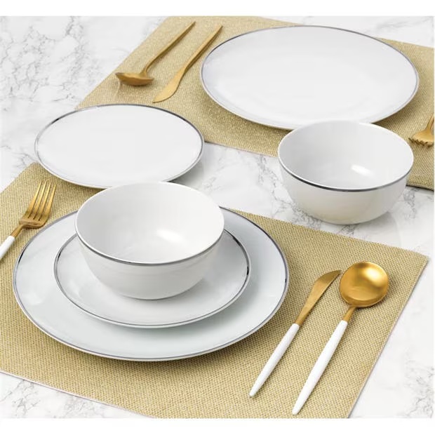 Waterside 12PC PLATINUM RIM DINNER SETS