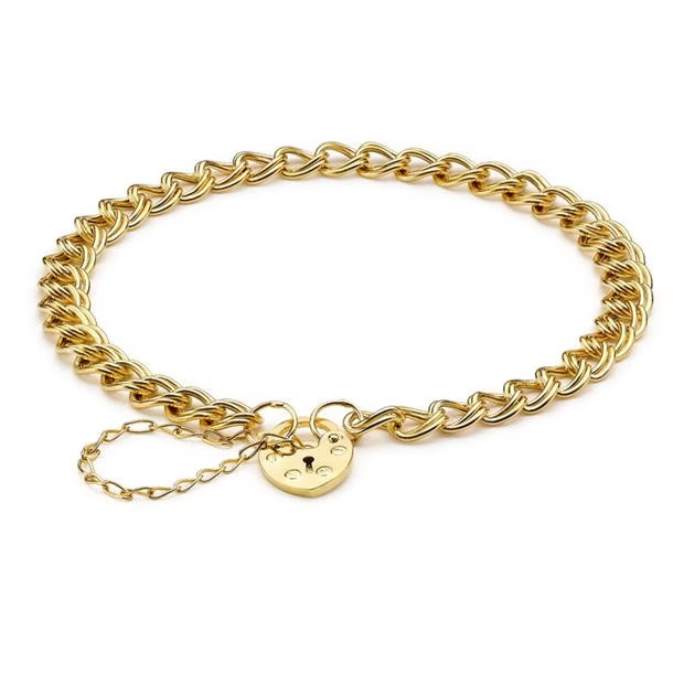 Be You 9ct Gold Panza and Heart Padlock Bracelet