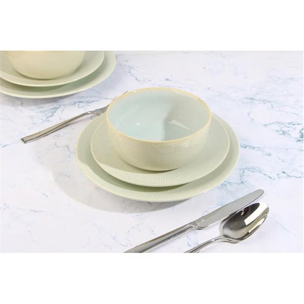 Waterside 16pc Reactive Glaze Cream Dinner Set