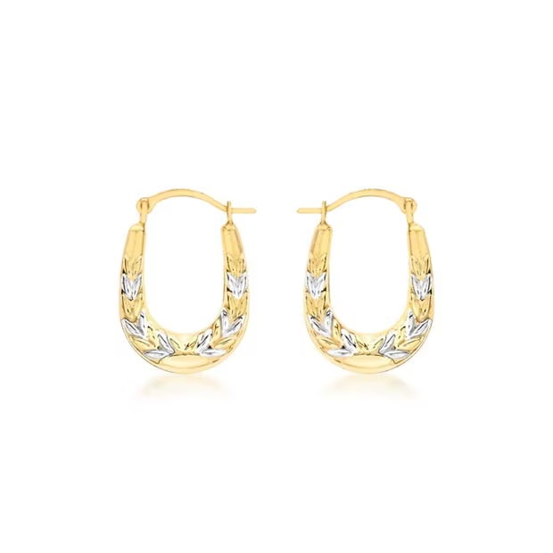 Be You 9ct Gold 2-Colour Mini Patterned Hoops