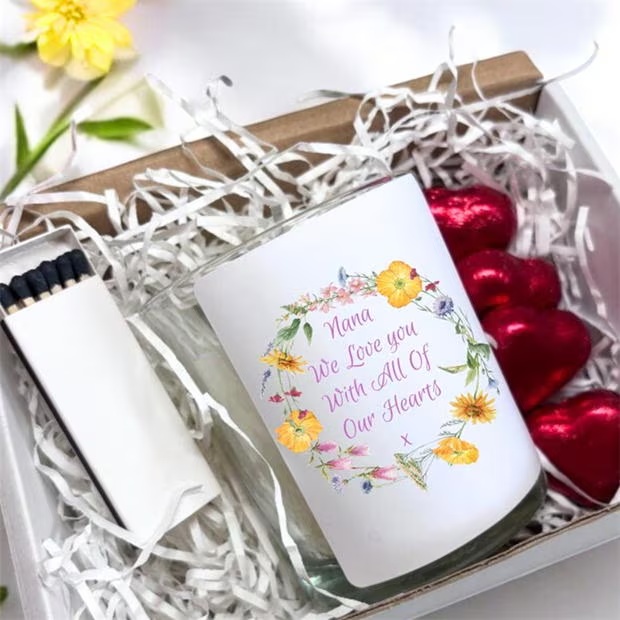 Aye Do Colourful Flowers Nana We Love You Candle Gift Set