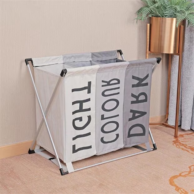 Cottonfy UK Three-Colour Patchwork Foldable Laundry Basket