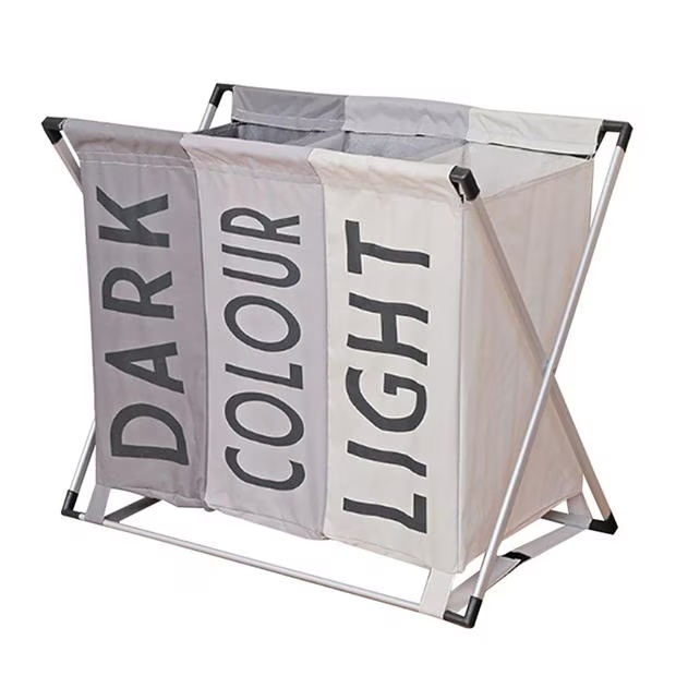 Cottonfy UK Three-Colour Patchwork Foldable Laundry Basket