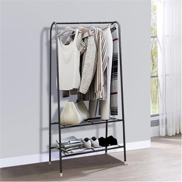 Cottonfy UK Metal Clothes Rack with 2-Tier Shelves
