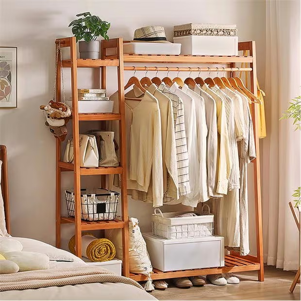 Cottonfy UK Bamboo Clothes Rack with 5 Shelves