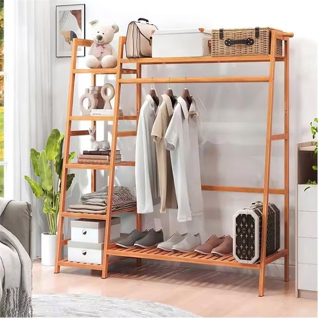 Cottonfy UK Bamboo Clothes Rack with 5 Shelves