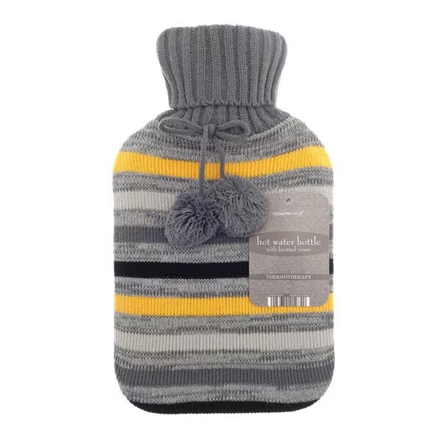 Country Club Hot water bottle with trendy knitted cover