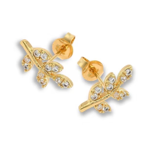 Aye Do Cubic Zirconia Gold Leaf Stud Earrings 4066-NP 1 47806-aye-do-cubic-zirconia-gold-leaf-stud-earrings-4066-np-1.jpg