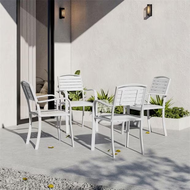 Breeins Set of 4 Garden Dining Armchairs White
