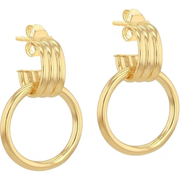 Be You 9ct Gold Triple Tube Circle Drop Stud Earrings